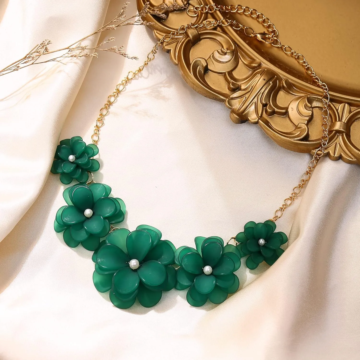 Flyonce Flower Collar Necklace, Floral Flowers Statement Summer Beach Chokers Necklaces for Women