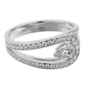 Fred of Paris Lovelight Pear Diamond Platinum Ring Sz 5 1/2