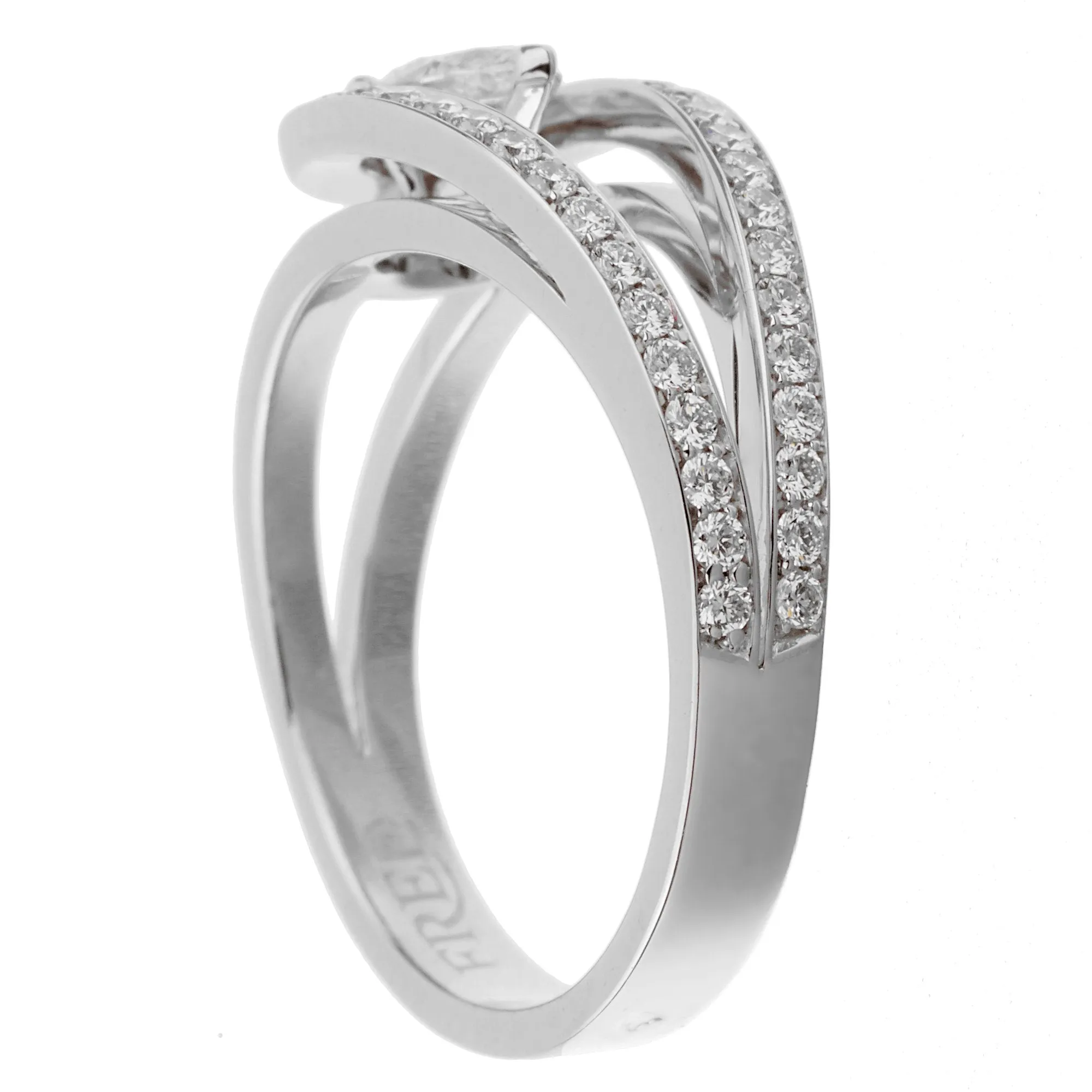 Fred of Paris Lovelight Pear Diamond Platinum Ring Sz 5 1/2