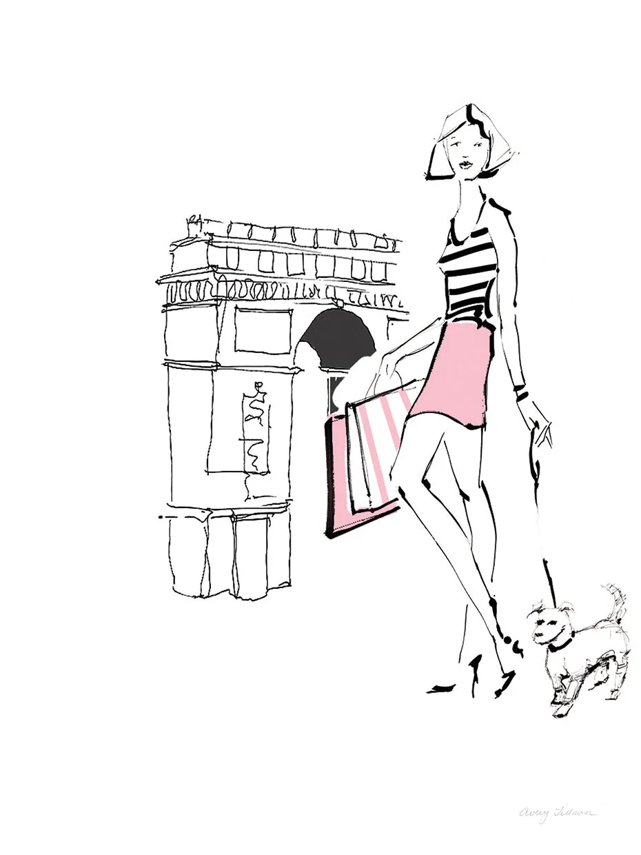 French Chic II Pink on White No Words