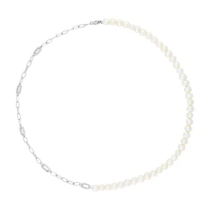 Freshwater Cultured Pearl and Sterling Silver Paperclip Chain Necklace