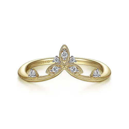 Gabriel & Co | 14K Yellow Gold Chevron Diamond Ring