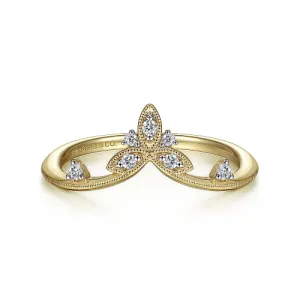 Gabriel & Co | 14K Yellow Gold Chevron Diamond Ring
