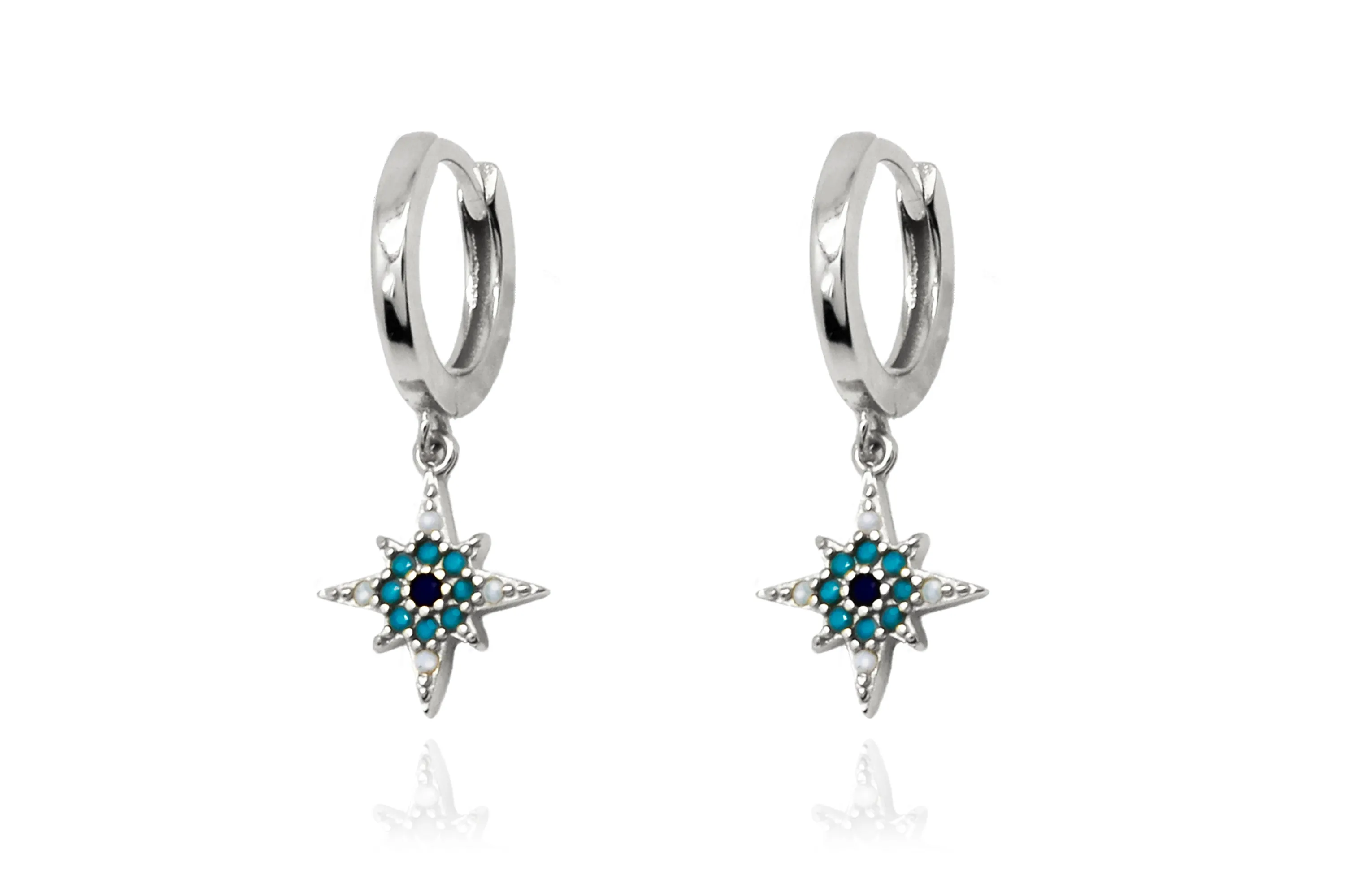 Garner Blue CZ Charm Sterling Silver Earrings
