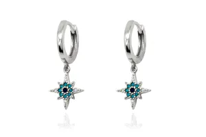 Garner Blue CZ Charm Sterling Silver Earrings