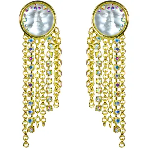 Goddess Seaview Moon Dancing Pierced Earrings (Goldtone/Crystal AB)