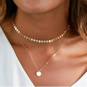 Gold Chain Coin Tassel  Choker Necklace