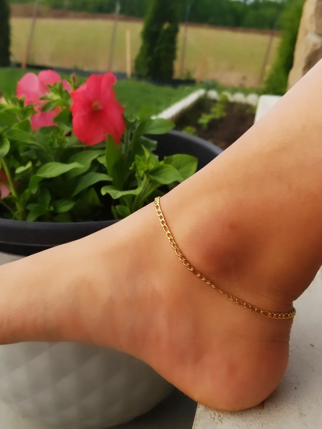 Gold Figaro Chain Anklet