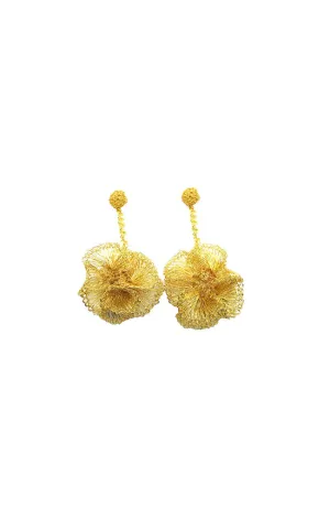 Gold Ruffle Ball Earring