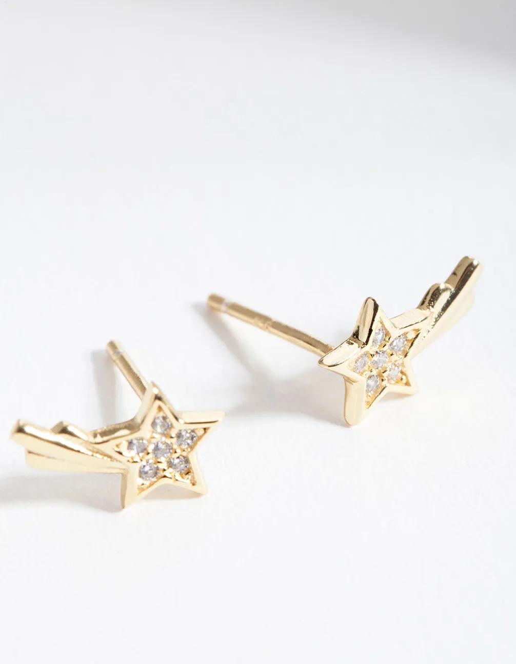 Gold Shooting Star Stud Earrings