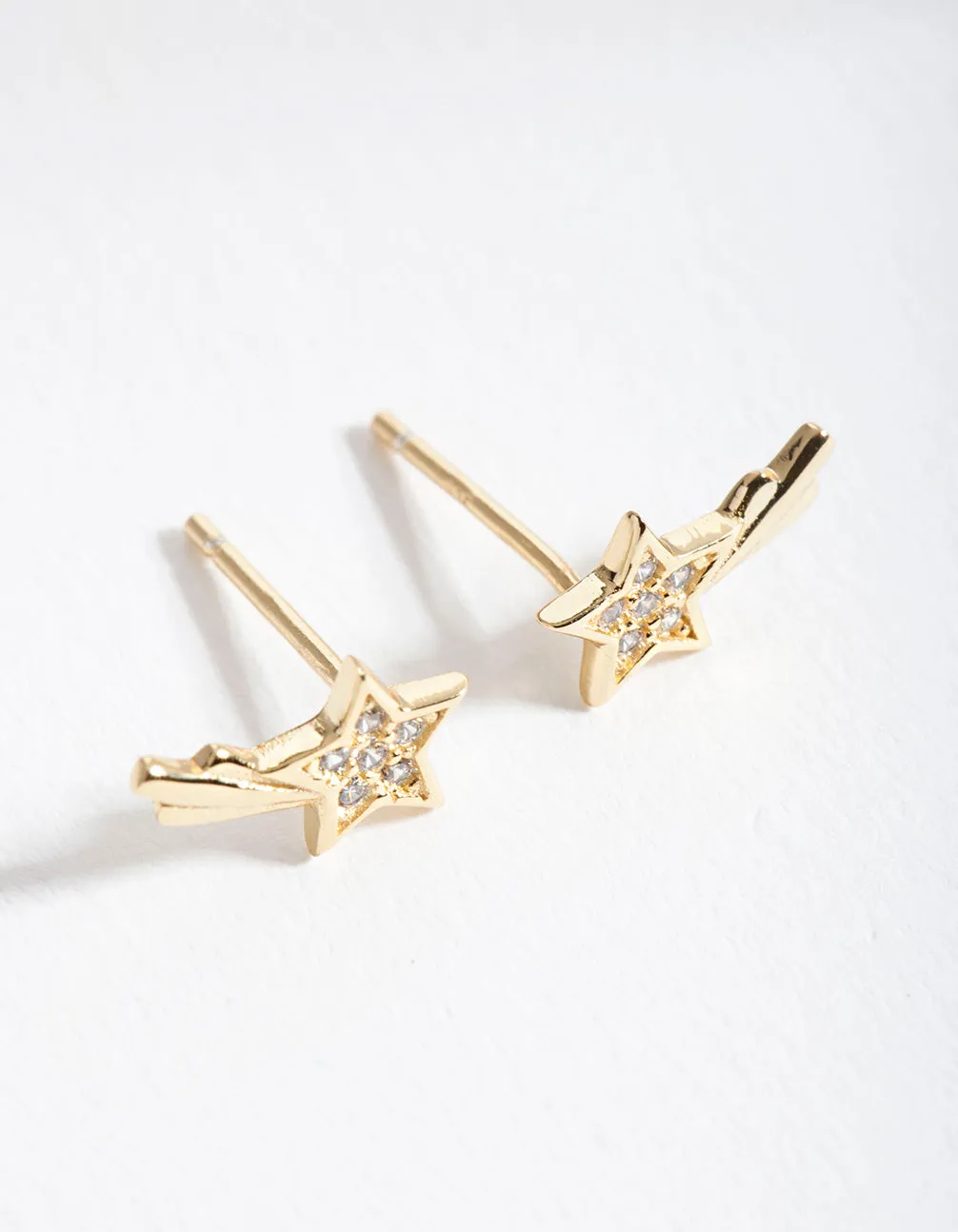 Gold Shooting Star Stud Earrings