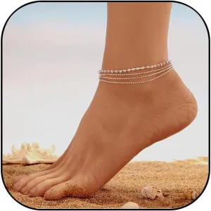 Gold Silver Anklets for Women Waterproof Dainty Rhinestone Bead Ankle Bracelets Simple Trendy Foot Chain Boho Summer Beach Jewelry