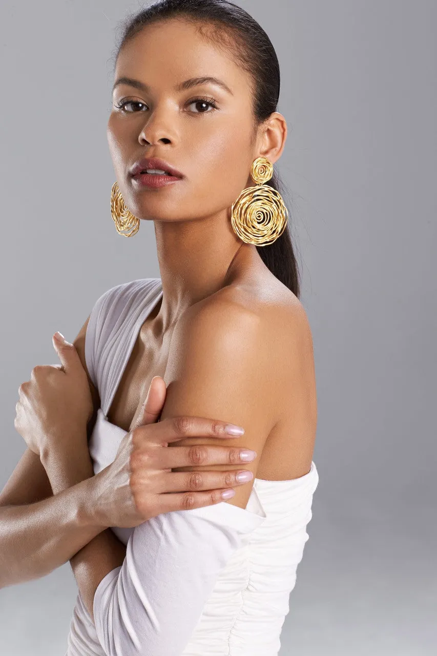 Goldplated Brass Sprial Clip Earrings