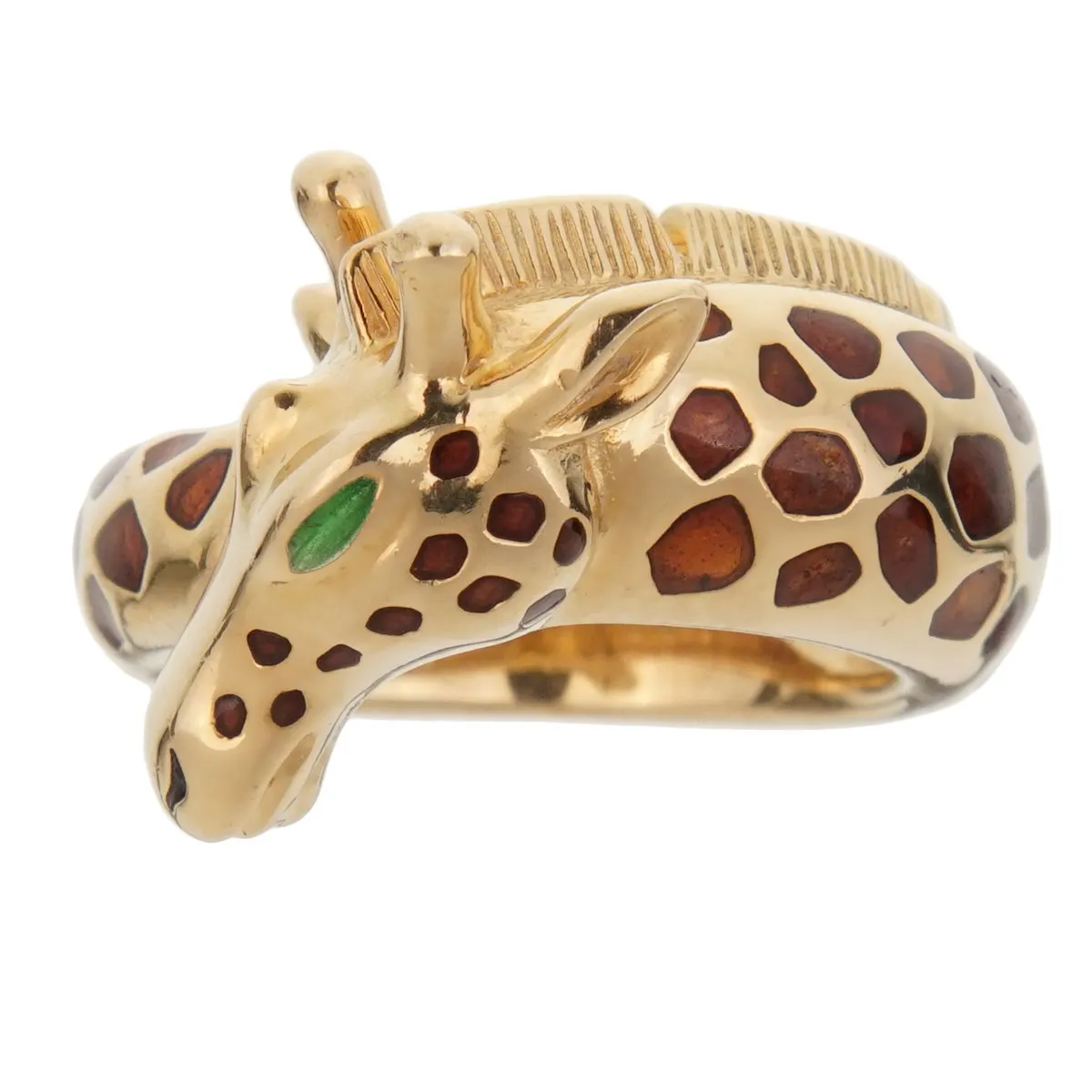 Hermes Paris Giraffe Enamel Yellow Gold Ring