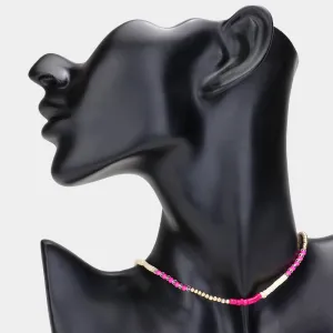 iLLASPARKZ Faceted Wood Heishi Beaded Choker Necklace