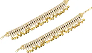 Jewel India Indian Traditional Ethnic Bollywood Gold Tone Oxidized Party-wear Wedding Ghungroo Banjara Payal Anklet Women Black, Large
