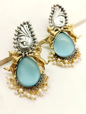 Karuli Sky Blue Oxidized Earrings