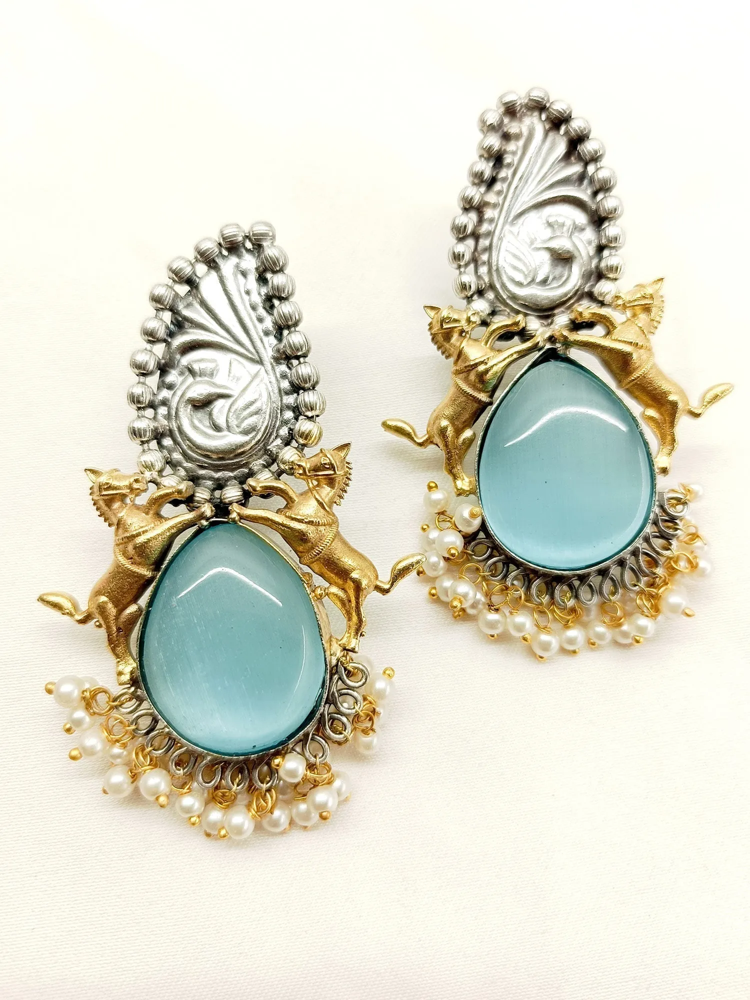 Karuli Sky Blue Oxidized Earrings