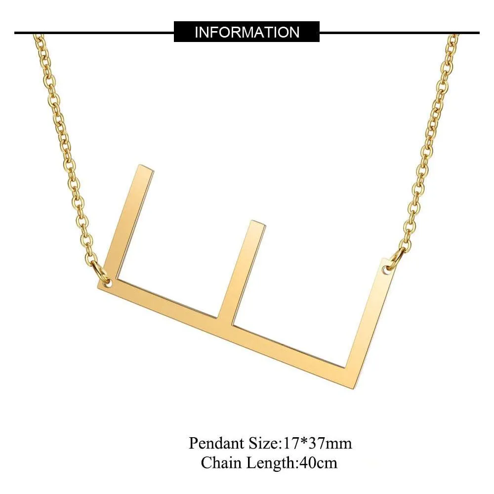 Large Initial Necklace 100% Stainless Steel Jewelry Big Letter A-Z Gold