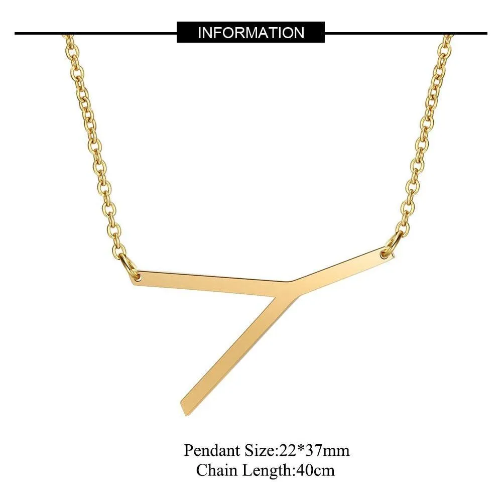 Large Initial Necklace 100% Stainless Steel Jewelry Big Letter A-Z Gold