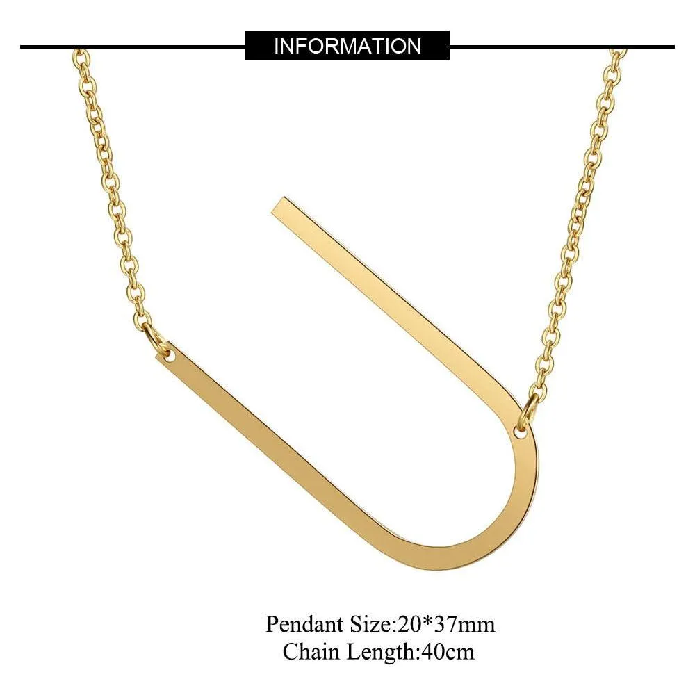 Large Initial Necklace 100% Stainless Steel Jewelry Big Letter A-Z Gold