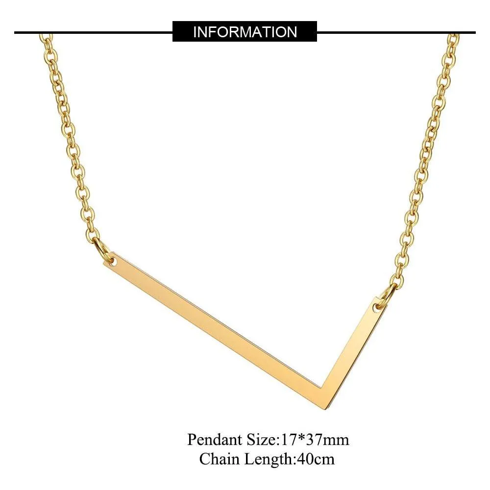 Large Initial Necklace 100% Stainless Steel Jewelry Big Letter A-Z Gold