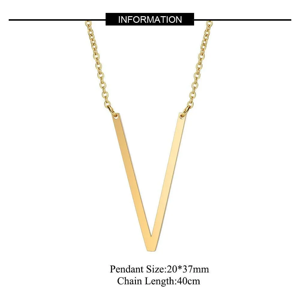 Large Initial Necklace 100% Stainless Steel Jewelry Big Letter A-Z Gold