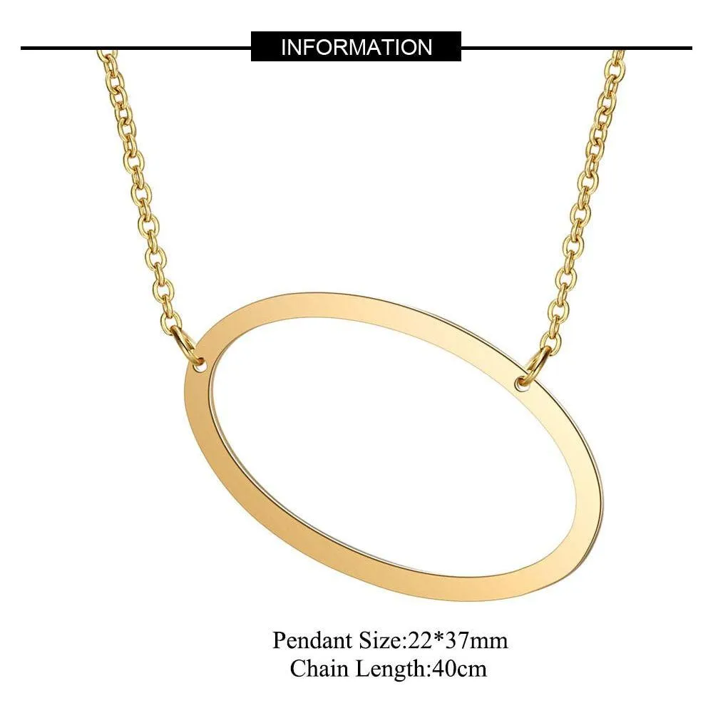 Large Initial Necklace 100% Stainless Steel Jewelry Big Letter A-Z Gold