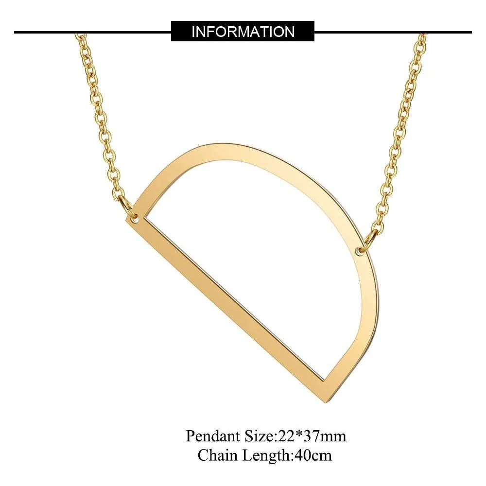 Large Initial Necklace 100% Stainless Steel Jewelry Big Letter A-Z Gold