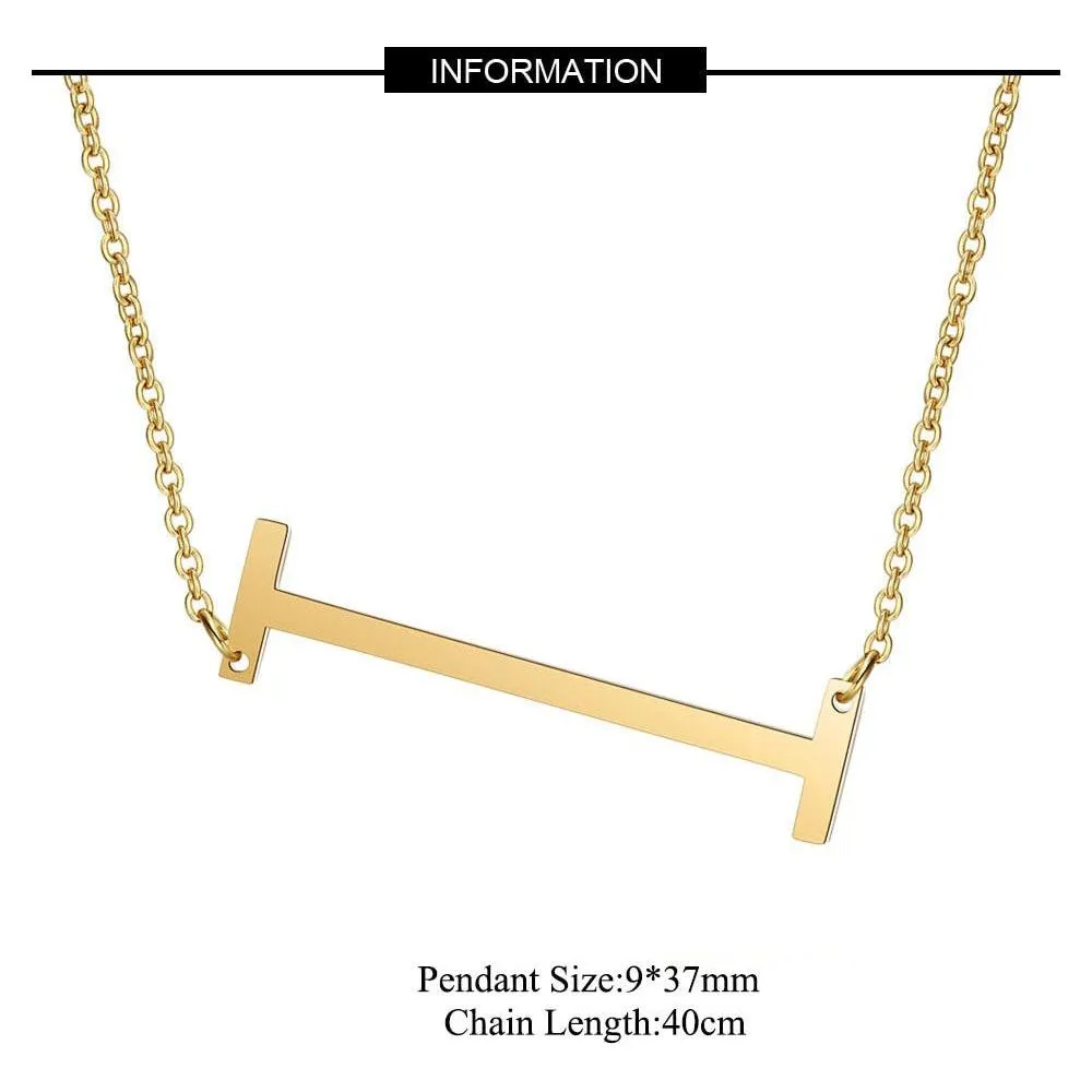 Large Initial Necklace 100% Stainless Steel Jewelry Big Letter A-Z Gold