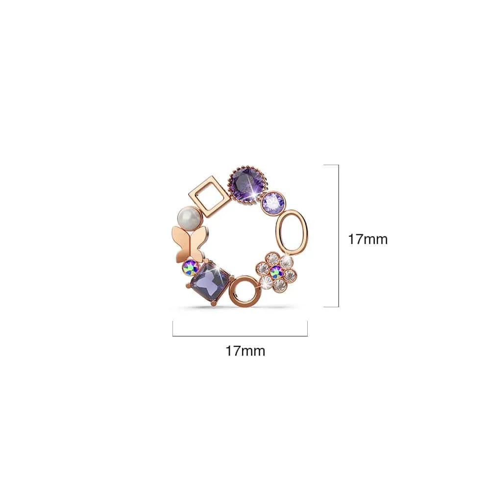 Lavender Geometric Circular Stud Earrings Embellished With SWAROVSKI® Crystals