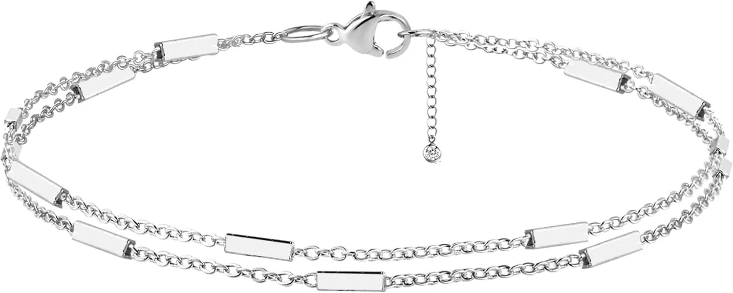 Layered Ankle Bracelets for Women 18K Gold Plated Dainty Fishbone Snake Chain Fine Bead Paperclip Peach Heart Anklets for Women Waterproof Minimalist Simple Anklets Fashion Summer Jewelry Anklet For Women
