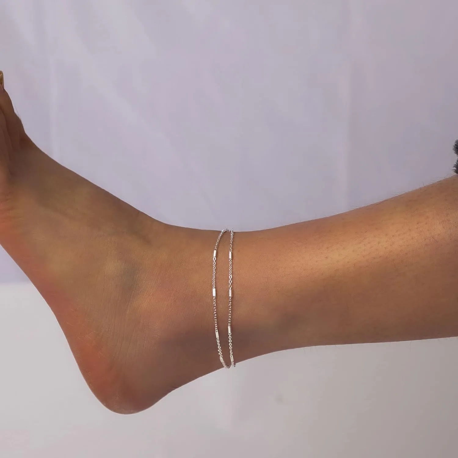 Layered Ankle Bracelets for Women 18K Gold Plated Dainty Fishbone Snake Chain Fine Bead Paperclip Peach Heart Anklets for Women Waterproof Minimalist Simple Anklets Fashion Summer Jewelry Anklet For Women