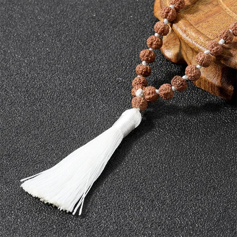 Long Rudraksha Necklace Semi-Precious Stones for Women Men