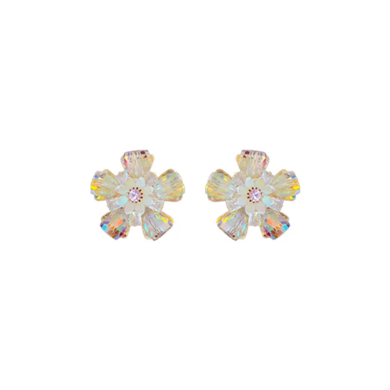 Luxurious Flower Geometric Artificial Crystal Electroplating Earrings