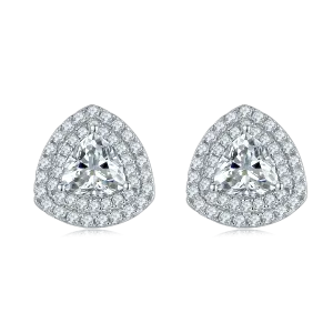 Luxurious Soleste Halo 0.5 Carat Triangle Moissanite Studs Earrings