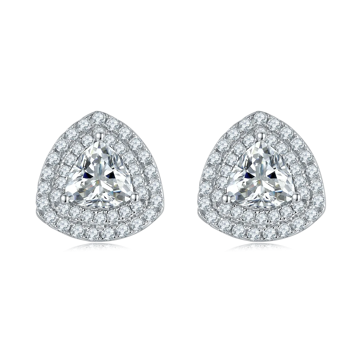 Luxurious Soleste Halo 0.5 Carat Triangle Moissanite Studs Earrings