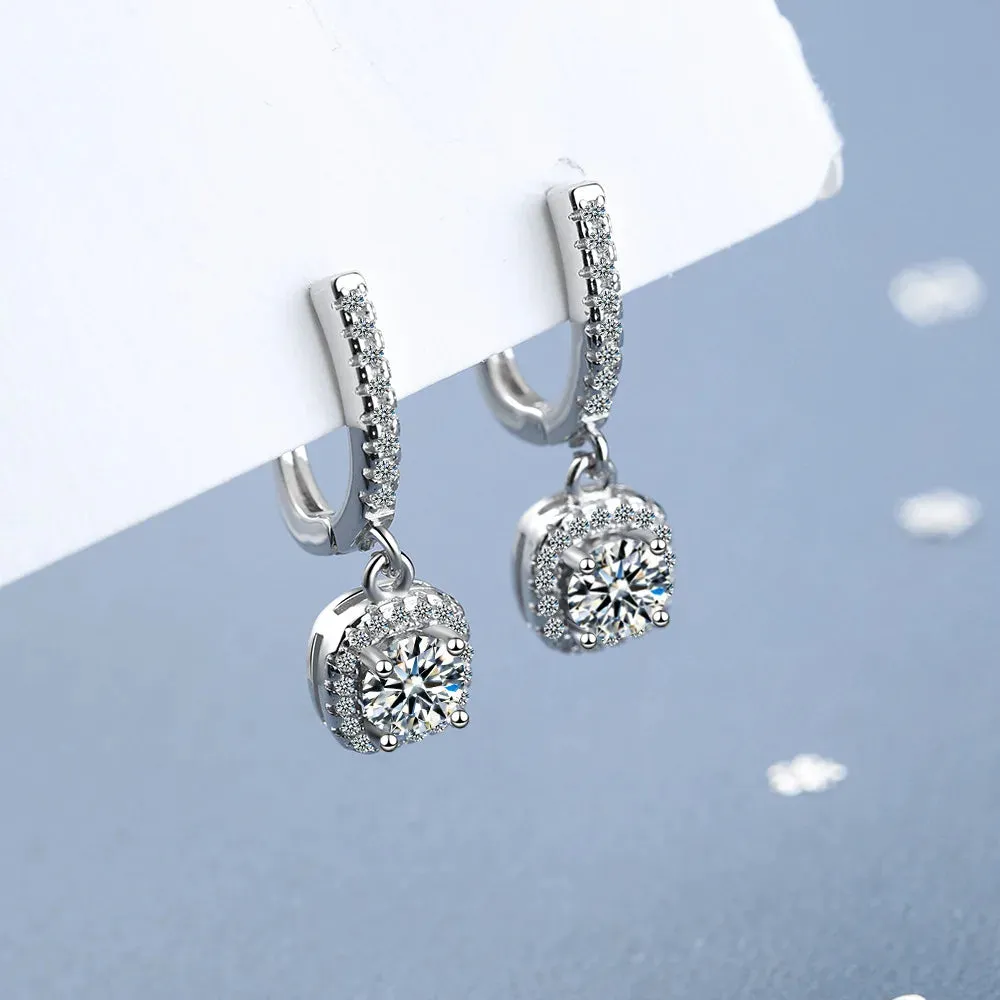 Luxury Moissanite 925 Sterling Silver Huggie Hoop Earrings for Women Dainty Dangle Fine Jewelry Accessories