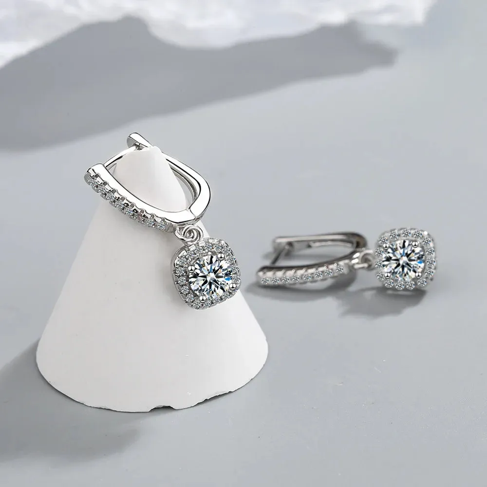 Luxury Moissanite 925 Sterling Silver Huggie Hoop Earrings for Women Dainty Dangle Fine Jewelry Accessories