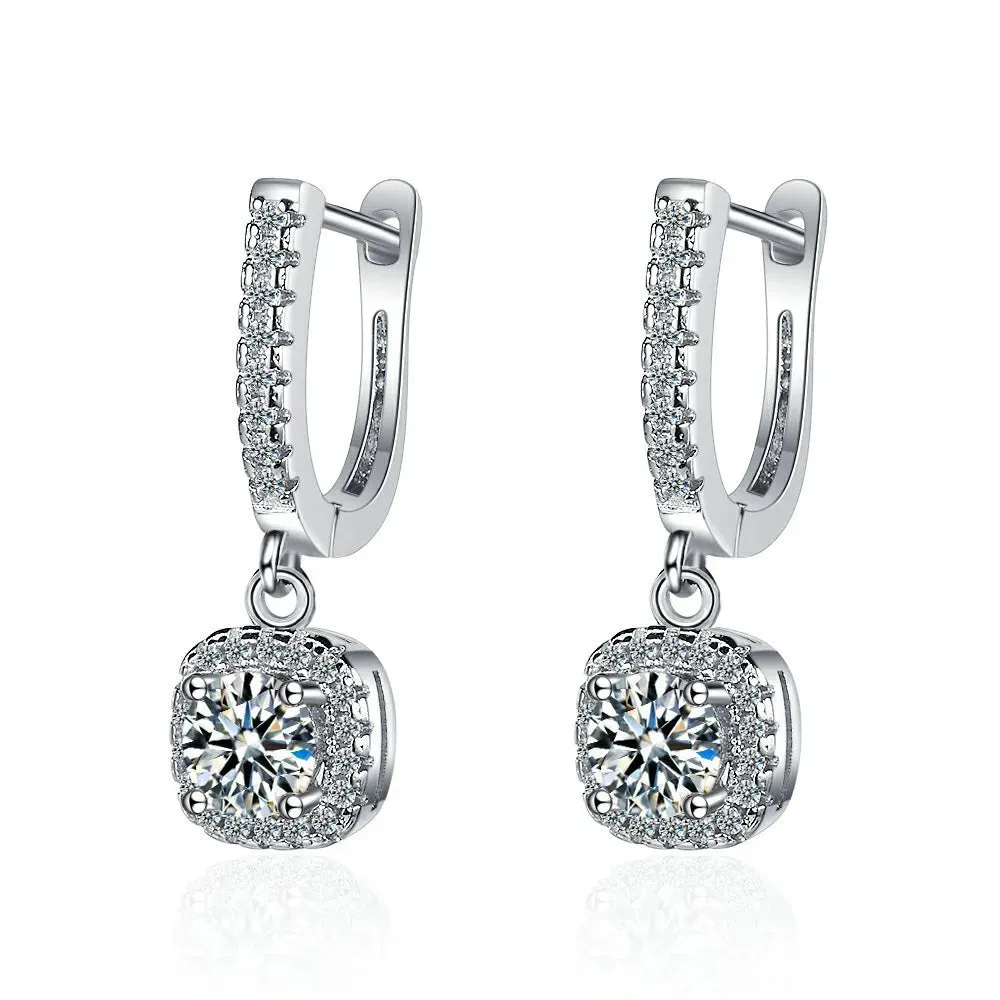 Luxury Moissanite 925 Sterling Silver Huggie Hoop Earrings for Women Dainty Dangle Fine Jewelry Accessories