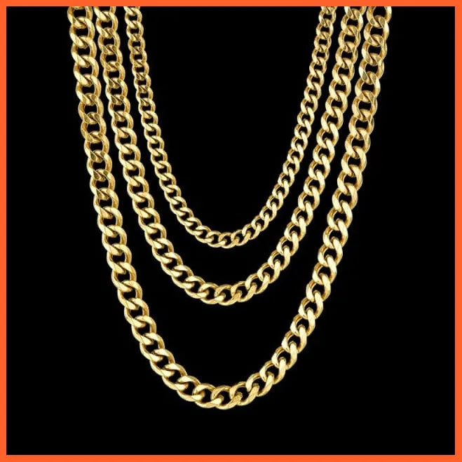 Men Women Black Gold Link Chain Chokers Solid Metal Jewellery