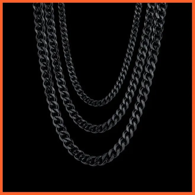 Men Women Black Gold Link Chain Chokers Solid Metal Jewellery