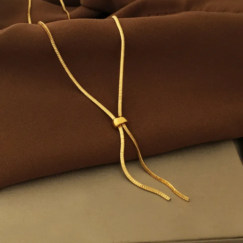 Minimalist Triangle Bone Chain Pull-Out Necklace