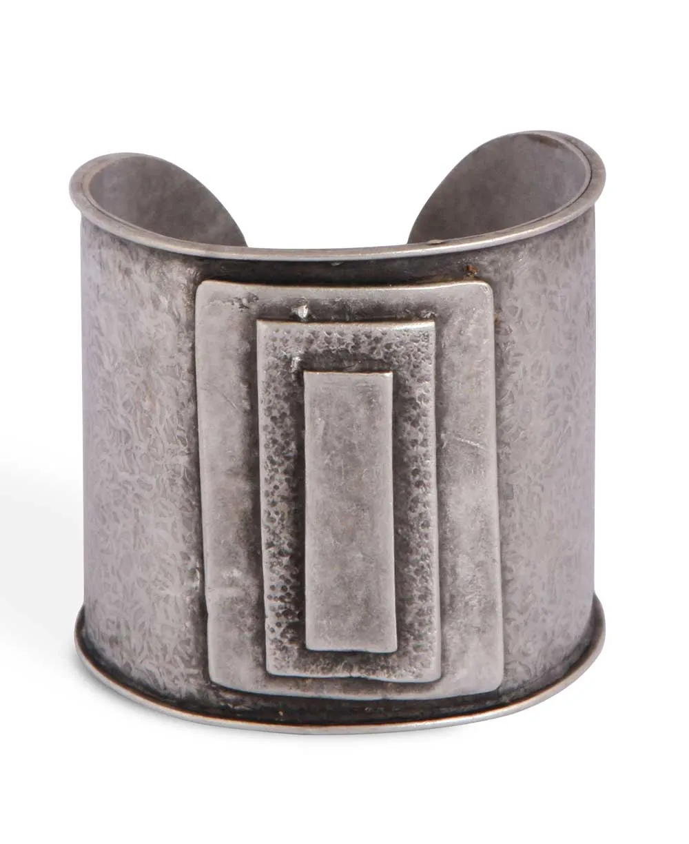 Modern Turkish Cuff Bracelet with Artistic Reliefs