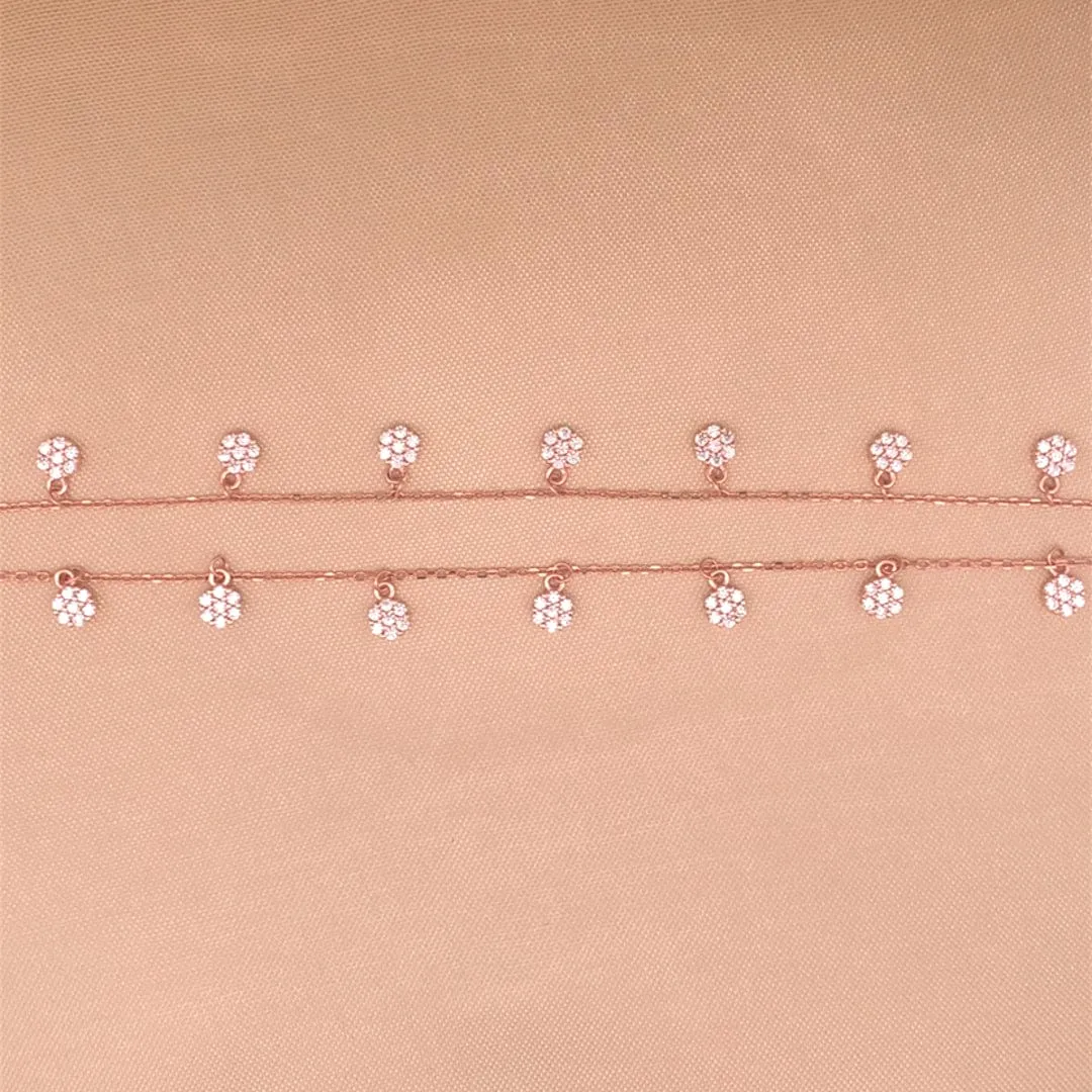 Multi Flower (Pair) Anklet (Pure Silver)