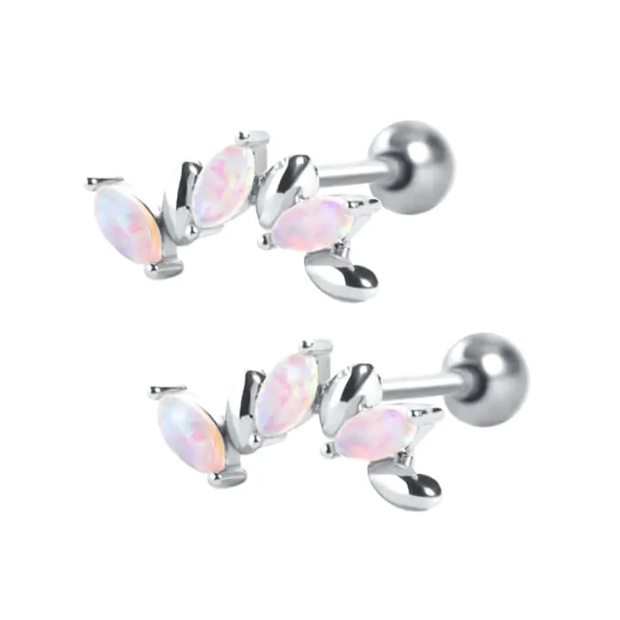 Opal Wing Piercing Barbell Ball Back Earrings Sleeper Earrings