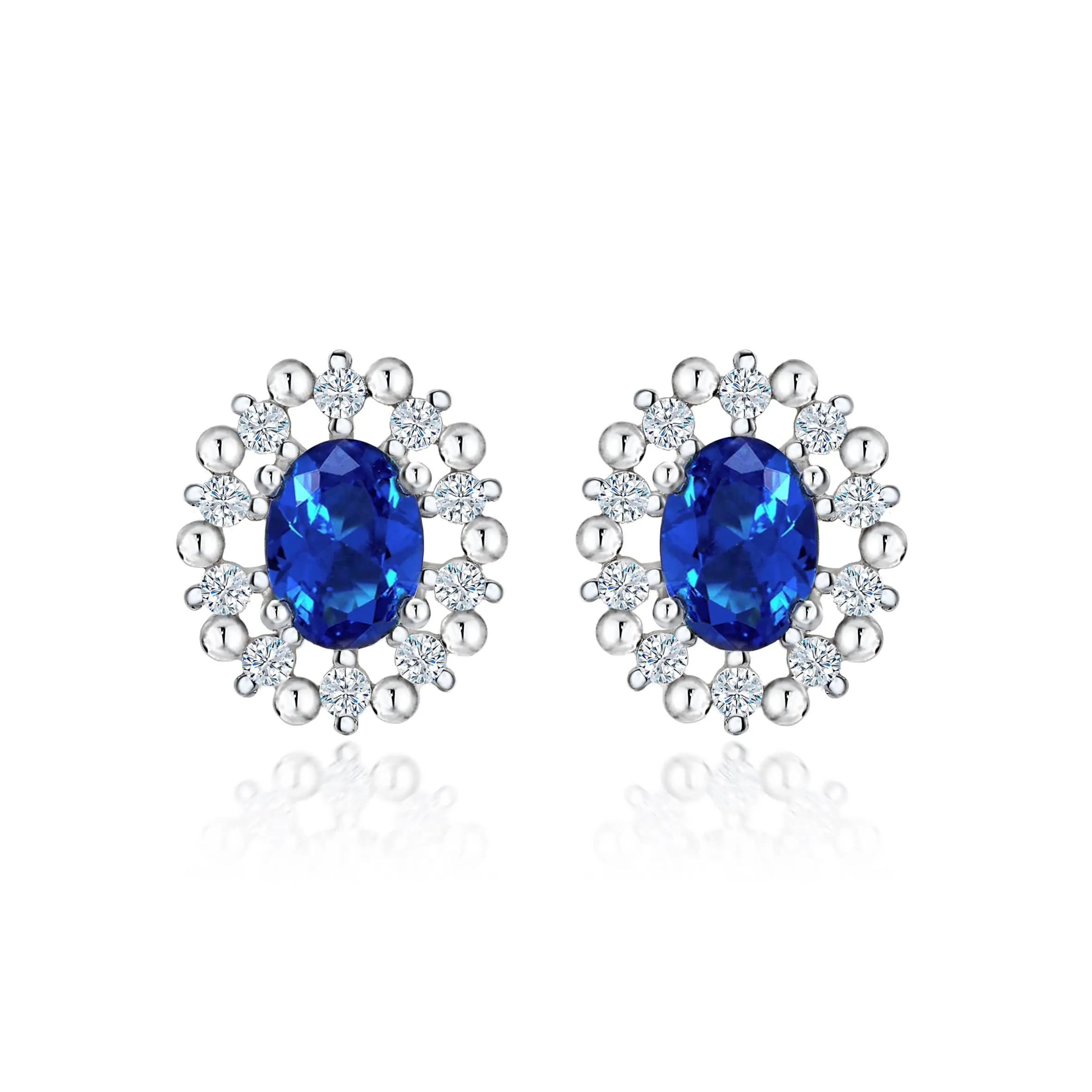 Opulence Sapphire Radiance Oval Cut Halo Earring