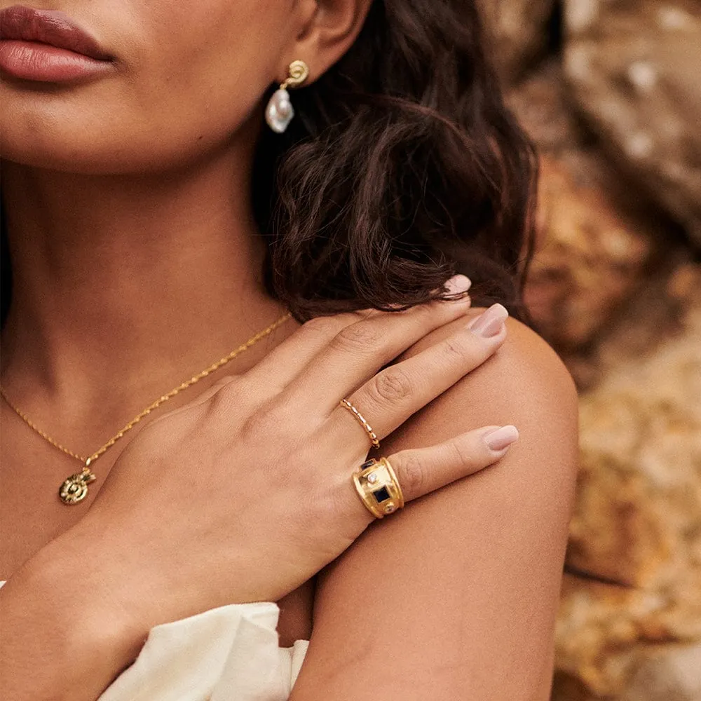 Organic Ridge Band Ring 18ct Gold Plate