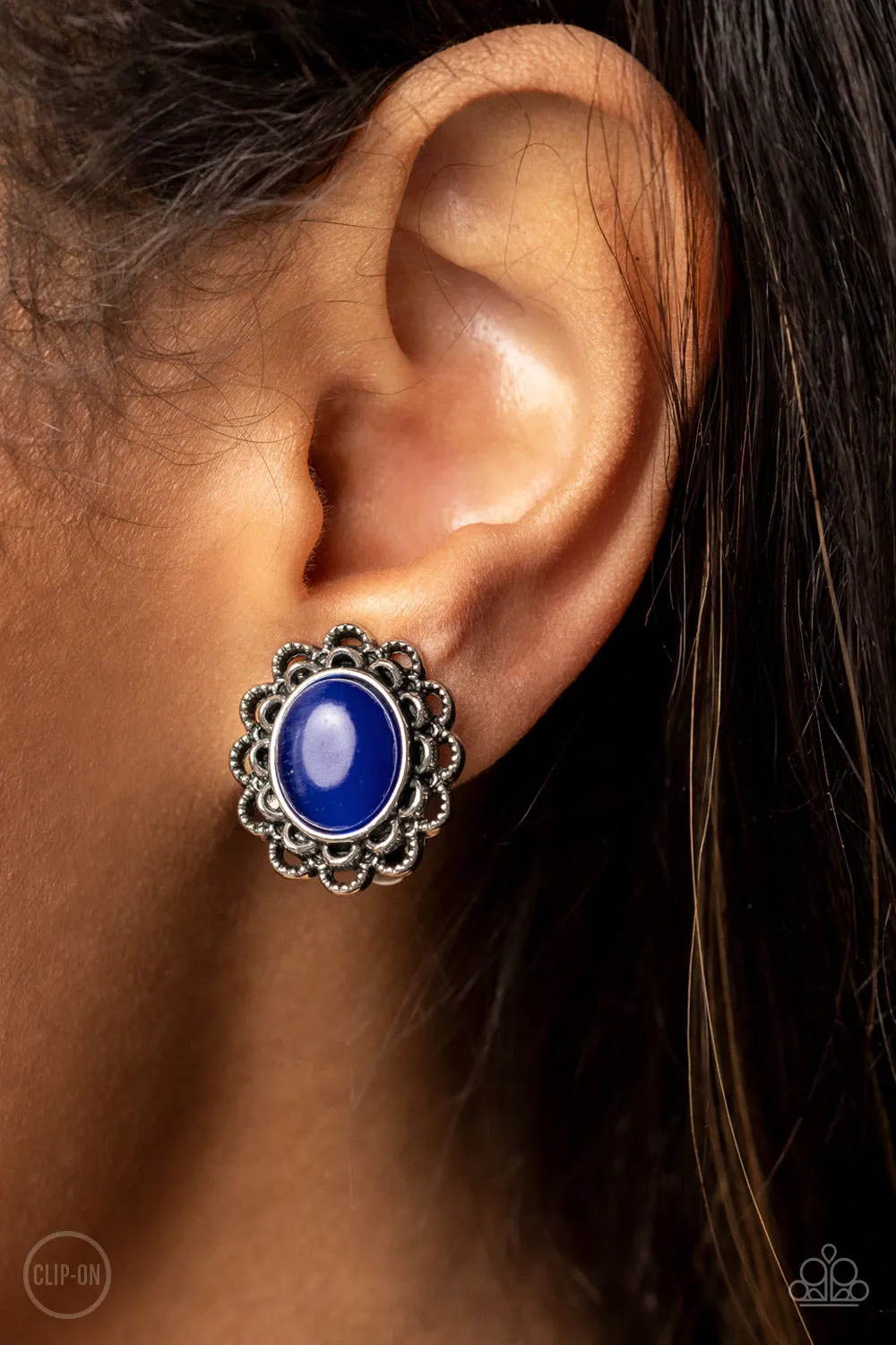 Paparazzi Garden Gazebo Blue Clip-On Earrings - P5CO-BLXX-054XX