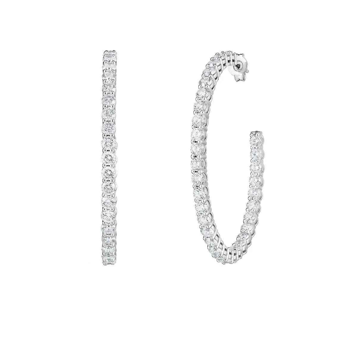 Perfect Diamond Hoops 18K White Gold Diamond Hoop Earrings